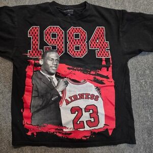 Authentic Classics Michael Jordan 1984 Airness 23 Graphic T-Shirt Mens L Black